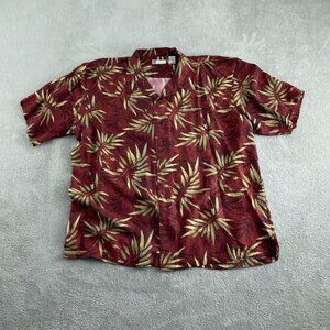 Bachrach Mens XXL Red & Gold Hawaiian Silk Shirt 5538